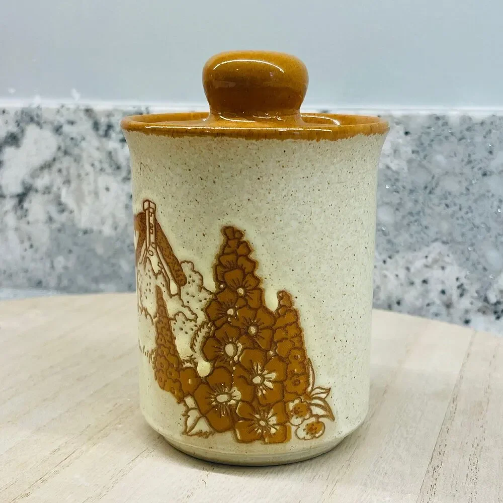 Vintage Ashdale Pottery England Stoneware Jar - Westminster Abbey & Cottage